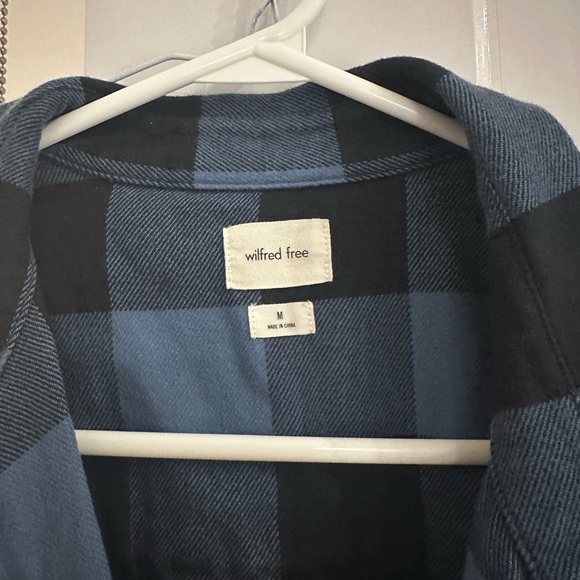 aritzia wilfred free Blue and Black Plaid Button-Up Shirt - Picture 2 of 3